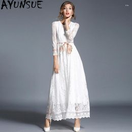 Casual Dresses Women Summer Dress 2022 White Lace Long Elegant Party Maxi For Vestido De Festa Longo 9417 KJ2562Casual