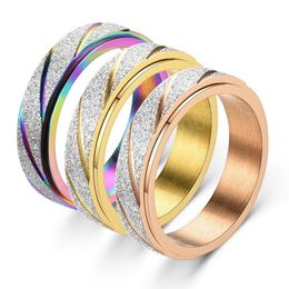 Fashion Spinner Ring for Women Men Rotatable Matte Frosted Finger Ring Anxiety Rings Wedding Couple Jewellery