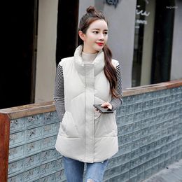 Women's Vests Women's 2022 Stand Collar Short Autumn Women Winter Cotton Padded Jacket Sleeveless Female Hooded Waistcoat Vest Parka