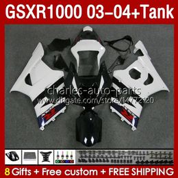 Injection Mould Fairings For SUZUKI GSXR-1000 K 3 GSXR 1000 CC K3 GSXR1000 2003 2004 Body 147No.99 GSX-R1000 1000CC 03 04 GSX R1000 2003-2004 OEM Fairing & Tank white glossy