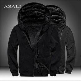 Men's Hoodies Sweatshirts Winter Thick Warm Fleece Zipper Coat Sportwear Male Streetwear 4XL 5XL 220826