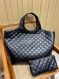 Icare Maxi Shopping Bag 58cm and 48cm Quilted lambskin designer bags Women Leather tote bag beach famous Large Totes Shoulders Purse Black Handbags Gaby wallet