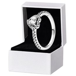 Authentic 925 Sterling Silver Elevated Heart Rings Original box for Pandora Rose gold Women Wedding Gift Love hearts Ring