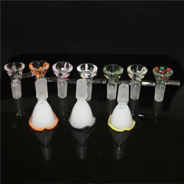 Glass Bowls Hookahs Thick Round Philtre With Handle 14mm Male Smoking bowl For Oil Rig Water Bong