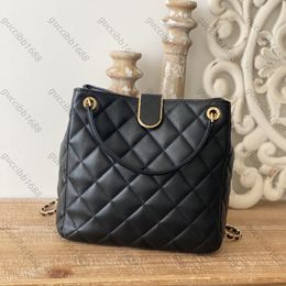 Top Tier 10A Mirror Quality Small Shopping Bag 22cm Luxury Designers Womens Real Leather Hobo Lambskin Quilted Black Purse Handbag Shoulder Gold Chain Strap Box Bag