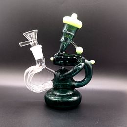 6.5 inch Hookahs Dark Green Glass Water Bong Pipes for Smoking with Female 14mm Joint