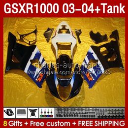 OEM Fairings & Tank For SUZUKI GSXR-1000 K 3 GSX R1000 GSXR 1000 CC 03-04 Body 147No.28 1000CC GSXR1000 K3 03 04 GSX-R1000 2003 2004 Injection Mould Fairing kit blue stock blk