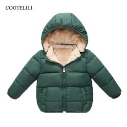 Down Coat COOTELILI Fleece Winter Parkas Kids Jackets For Girls Boys Warm Thick Velvet Childrens Baby Outerwear Infant Overcoat 220826