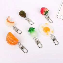 Creative Resin Orange Strawberry Fried Eggs Key Chain For Women Handmade Charm Bags Purse Keyrings Funny Food Keychain