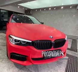Premium Super Matte Red Vinyl Wrap Sticker For Whole Car Wrapping Covering Film1080 Series With Air Release Initial Low Tack Glue 1.52x20m Roll 5x65ft