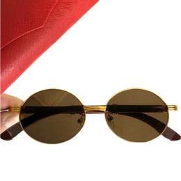 Luxury Unisex Oval sunglasses uv400 optical frame 52-18-140 Men metal fullrim lightweight wooden leg for prescription goggles fullset case