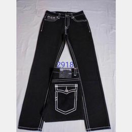 22SS New Men's True Jeans Robin pantalon denim Designer Dark Solid Color Straight Religion pour hommes Tr pantalon M2921