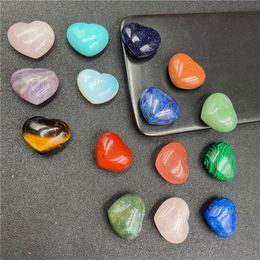 32mm Natural Stone Crystal Heart Statue Carving Ornamen Figurines Reiki Healing Collection Jewellery Quartz Home Decor