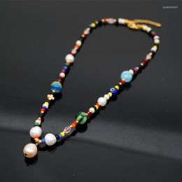 Choker Go2Boho Fresh Water Pearl Necklace Women Patchwork Collares Rainbow Boho Jewelry Bijoux Femme Handmade GiftChokers