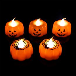 Other Festive Party Supplies 123pcs Pumpkin Candle Light Halloween LED Lights Lantern Lamp Ornaments Props Decorations for Home 220826