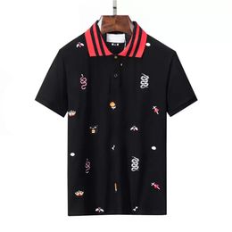 en kaliteli tasarımcı erkek golf polo gömlekleri arı yılanı nakışı erkekler için kısa kollu gömlekler tişörtler 2023 yaz iş gömleği Yaka düğmesi Giysileri.
