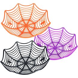 Other Festive Party Supplies Halloween Black Spider Web Bowl Fruit Plate Candy Biscuit Basket Trick or Treat Decoration Kids Gift 220826