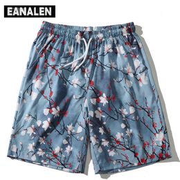 Men's Shorts 2022Summer plant plum print Hawaii beach pants men's surfing seaside oversized pants fashion casual shorts basketball Bermuda T220825