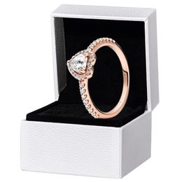 White Blue Green Stone Elevated Heart Ring Original Box Rose gold for Pandora 925 Silver Women Wedding CZ diamond Love heats Rings