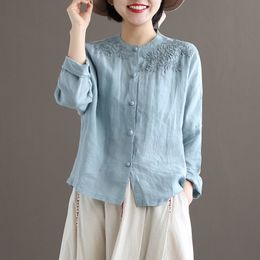 Women's Blouses Shirts Blouse Women Embroidered Shirt Women's Spring Clothing Style Loose Long Sleeve Medium Solid Color Shirt Blusas Mujer De Moda 220826