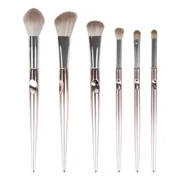 Fashion Soft Fibre Makeup Brushes 6 Pcs Set Tools Wholesale Champagne Colour Cosmetic Brush Kits