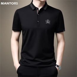 Men's Polos Business Embroidered Polo Shirt Men Summer Short Sleeve T-Shirt Turn Down Collar Slim Fit Polo Shirt For Men Tops Casual Clothes 220826