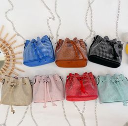 Children bucket bag fashion baby diamond princess handbag mini coin purse good selling