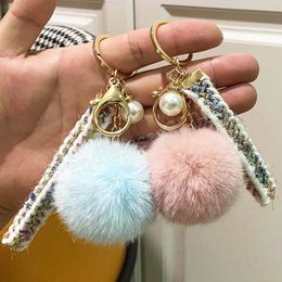 Women Keychains Plush Fluffy Fur Pom Pom Keychain with Tassel Soft Faux Fur Ball Car Keyring Key Holder Bag Pendant Jewellery