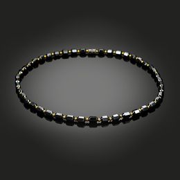 Fashion Magnetic Therapy Hematite Necklace for Women Men Handmade Black Natural Stone Beads Necklace Unisex Health Care Jewelry