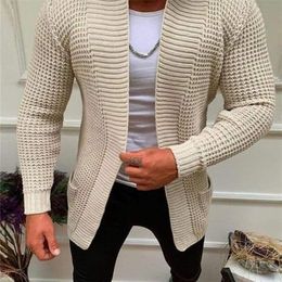 Men's Jackets Men Striped Casual Knitting Cardigan Spring Autumn V-Neck Solid Long Sleeve Male Jacket Daily Style Pocket Streetwear Tracksuits 220826