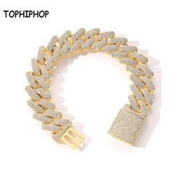 solid miami cuban link chain Australia - Link Chain TOPHIPHOP 20mm Miami Box Buckle Cuban Bracelet 7 Inch Pure Gold Plating Solid Hip Hop Men's Jewelry Gift293q