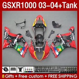 OEM Fairings & Tank For SUZUKI jomo red stock GSXR-1000 K 3 GSX R1000 GSXR 1000 CC 03-04 Body 147No.10 1000CC GSXR1000 K3 03 04 GSX-R1000 2003 2004 Injection Mould Fairing kit