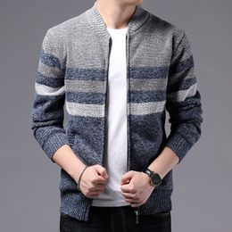 Men's Jackets BROWON Korean Clotnes Men Wintersmart Casual Knitted Patchwork Cardigan Sweater Fashion Thick Zipper Up Men Clothing Sweater 220826