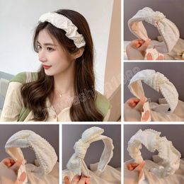 Solid Colour Headband Knot Hair Hoop For Women Simple Fabric Cross Pearl Girls Hairband Accessories