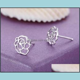 Stud Earrings For Women Fashion Rose Ear Shine Jewerly Drop Delivery 2021 Jewellery Sport1 Dh8Jk