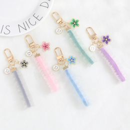 Small Flower Keychain Lanyard Lace Ribbon Key Chain For Women Trendy Bag Ornaments Airpods Pendent Key Ring Charm Accessories