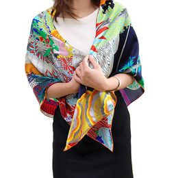 100% Silk Scarf Large Square Shawl Wraps Beach Sunscreen Cape For All Seasons