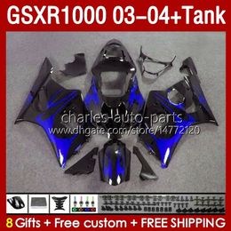 Injection Mould Fairings For SUZUKI GSXR-1000 K 3 GSXR 1000 CC K3 GSXR1000 2003 2004 Body 147No.83 GSX-R1000 1000CC 03 04 GSX R1000 2003-2004 OEM Fairing & Tank blue flames
