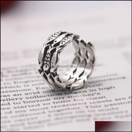 Band Rings Thai Sier Ring Three Rows Of Goldfish Antique Matte Craft Hollow Accessories Jewelry Drop Delivery 2021 Sexyhanz Dhrfi