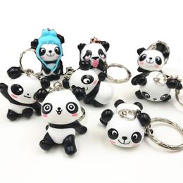 PVC Panda Keychain Cute Cartoon Keychain Bag Pendant Key Chain Crafts Gift Keyring