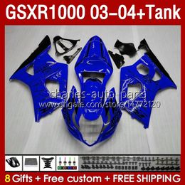 Injection mold Fairings For SUZUKI GSXR-1000 K 3 GSXR 1000 CC K3 GSXR1000 2003 2004 Body 147No.79 GSX-R1000 1000CC 03 04 GSX R1000 2003-2004 OEM Fairing & Tank glossy blue