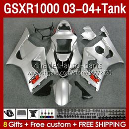 Injection Mould Fairings For SUZUKI GSXR1000 GSXR-1000 K 3 GSX R1000 GSXR 1000 CC K3 03 04 Body 147No.55 GSX-R1000 2003 2004 1000CC 2003-2004 OEM Fairing & Tank glossy silvery