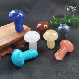 Random Massage Natural Stone Mushroom Plant Statue Carving Aquarium Home Decoration Crystal Polishing Gem 35X13.5MM