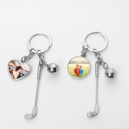 DHL100pcs Bag Parts Sublimation DIY White Blank Metal Cricle Love Golf Shaped Keychain