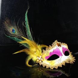 Fantasia de tema Halloween veneza bola bola máscara máscara de gato de gato pavão máscara de penas