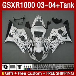 OEM Fairings & Tank For SUZUKI GSXR-1000 K 3 GSX R1000 GSXR 1000 CC 03-04 Body 147No.13 1000CC GSXR1000 K3 03 04 GSX-R1000 2003 2004 Injection mold Fairing kit glossy white
