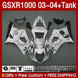 OEM Fairings & Tank For SUZUKI GSXR-1000 K 3 GSX R1000 GSXR 1000 CC 03-04 Body 147No.13 1000CC GSXR1000 K3 03 04 GSX-R1000 2003 2004 Injection Mould Fairing kit glossy white