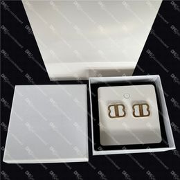 Exquisite Golden Letters Earrings Charm Letter Studs Designer Eardrops Rhinestone Alphabet Danglers With Box