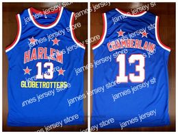 Basketball Jerseys Harlem Globetrotters 13 Wilt Chamberlain College Basketball Jersey Vintage Blue All Stitched Size S-3XL From US