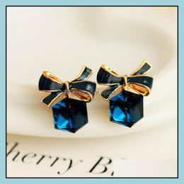 Stud Earring Wholesale Clip Blue Tassel Pendant Charming Earrings With Crystal Paved Women Statement Channel Drop Delivery 2021 Jewelr Dhetw